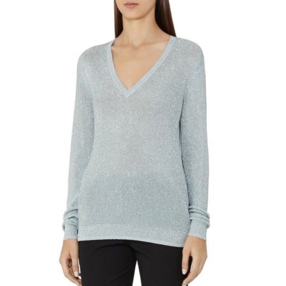 Reiss Sweaters - REISS Estee Metallic Vneck Sweater